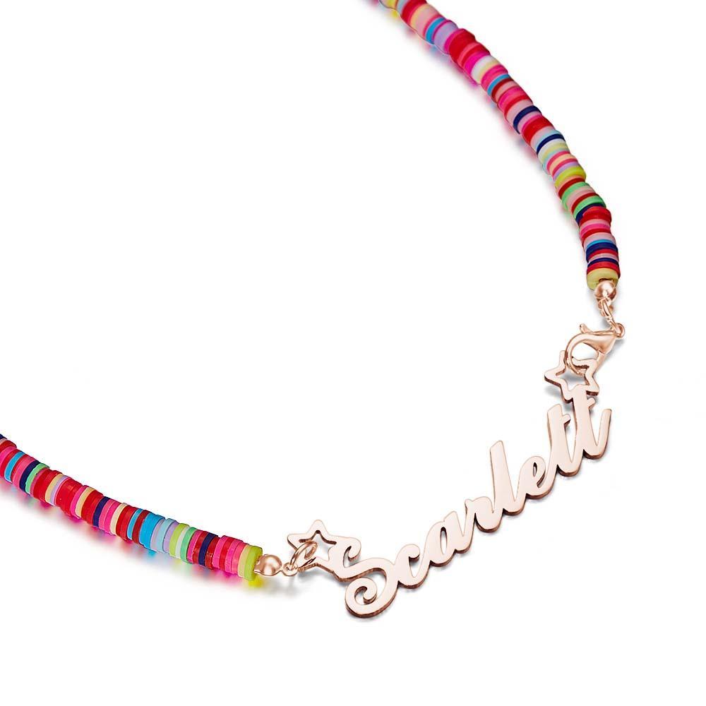 Rainbow Magic Girls Name Necklace Personalized Children Nameplate Necklace Gift - soufeelau