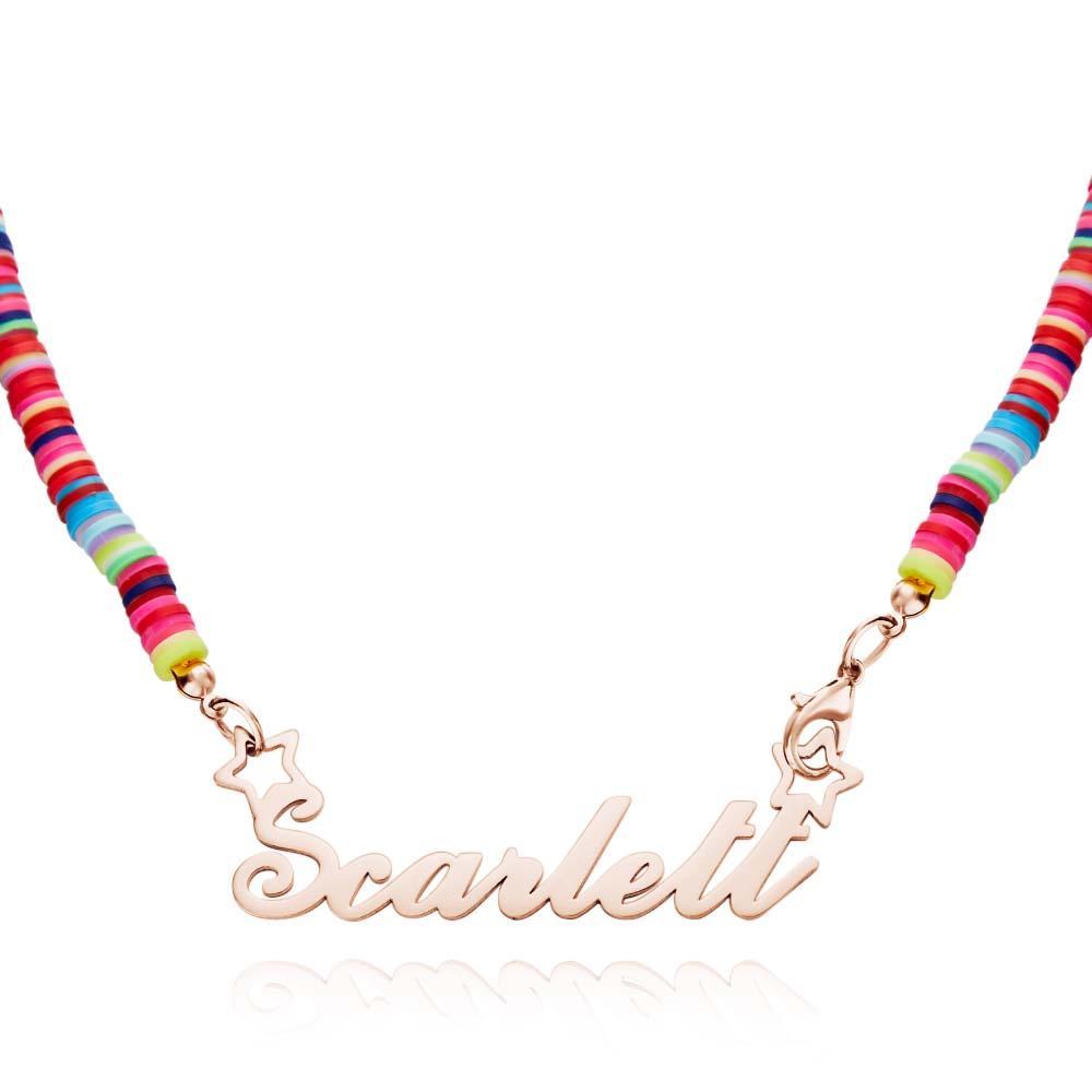Rainbow Magic Girls Name Necklace Personalized Children Nameplate Necklace Gift - soufeelau