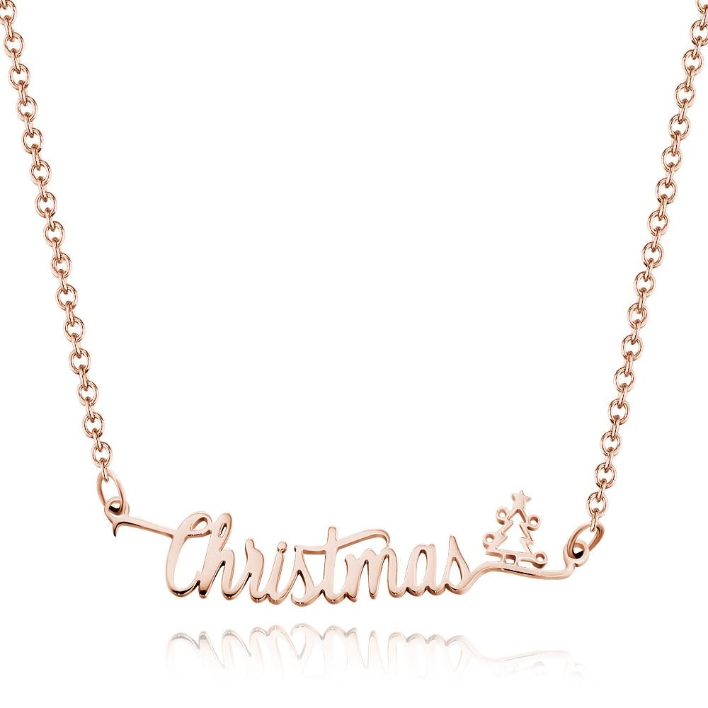 Custom Name Necklace with Christmas Tree Jewelry Gift for Christmas - soufeelau