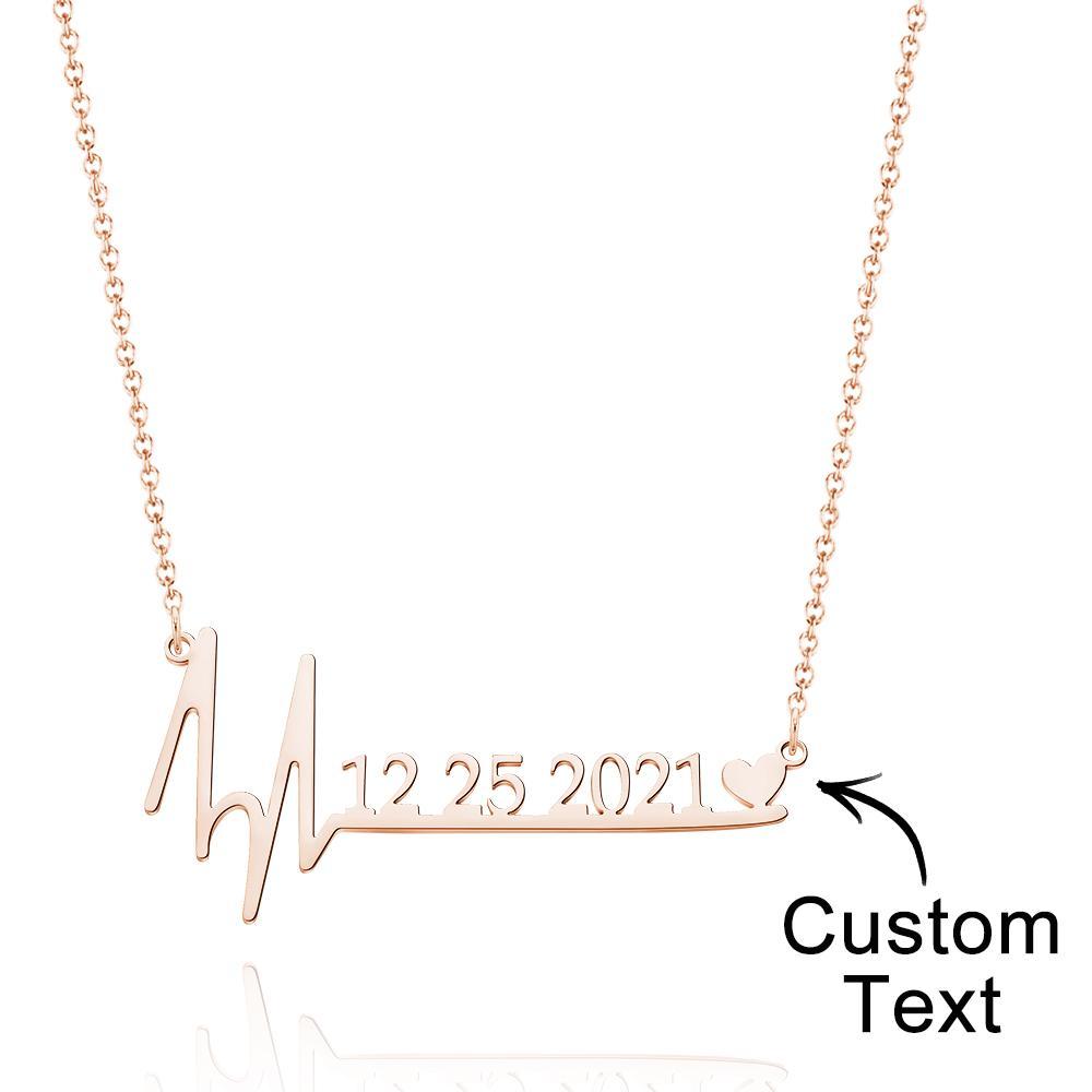 Custom Engraved Necklace Heartbeat Date Commemorative Necklace Gifts - soufeelau