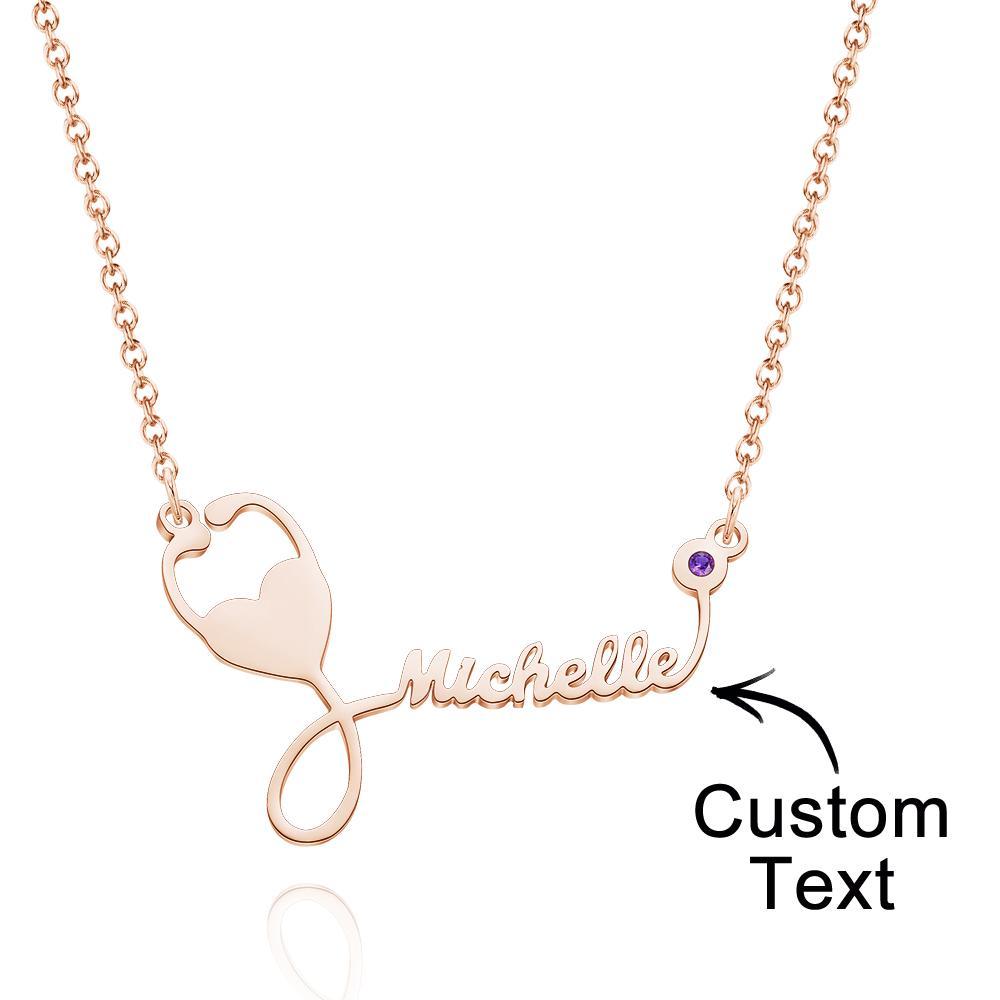 Custom Engraved Birthstone Necklace Stethoscope Gifts - soufeelau
