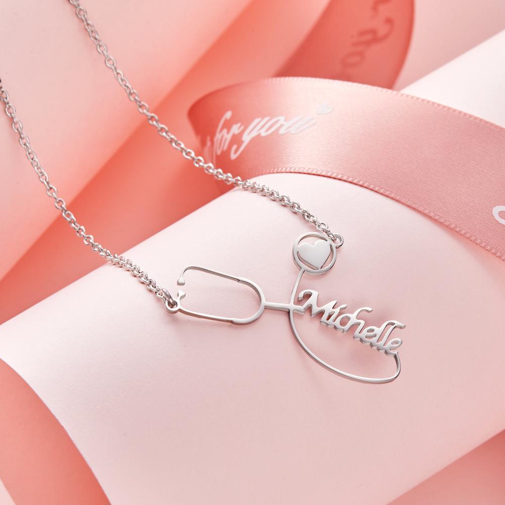 Custom Engraved Necklace Dainty Name Stethoscope Medical Student Gifts - soufeelau