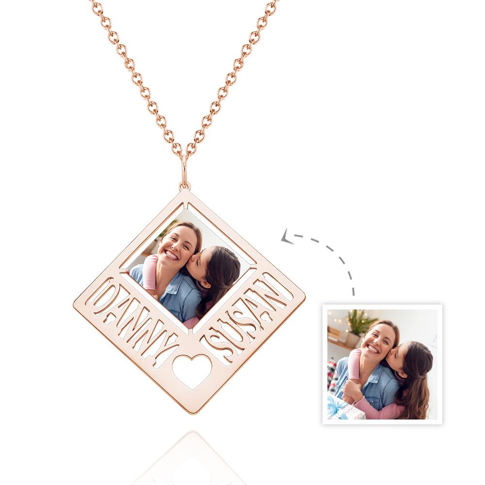 Custom Photo Engraved Necklace Exquisite Round Gifts - soufeelau