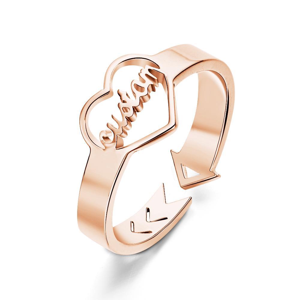 Loving Heart Custom Name Adjustable Ring For Women Girls Engagement Gift - soufeelau