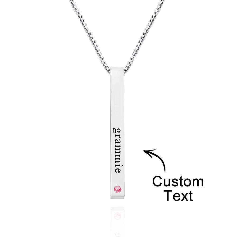 Custom Engraved Birthstone Necklace Bar Simple Gifts - soufeelau