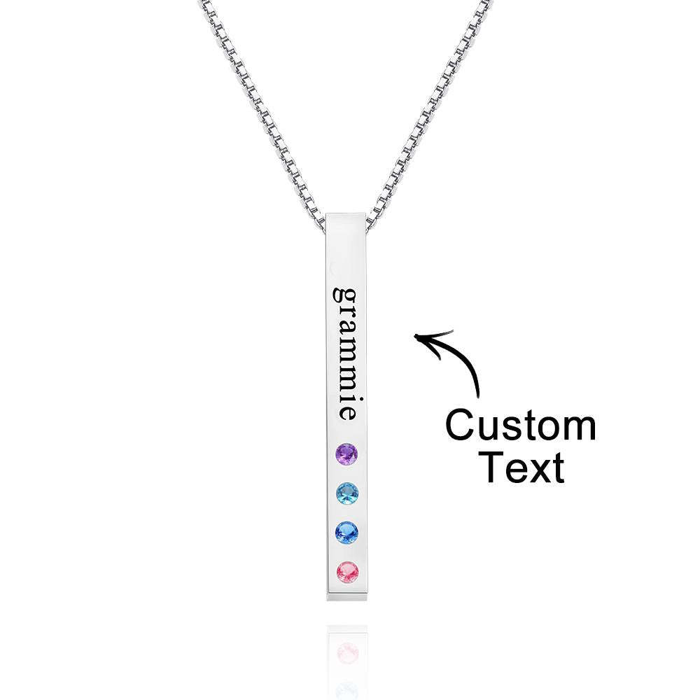 Custom Engraved Birthstone Necklace Bar Simple Gifts - soufeelau