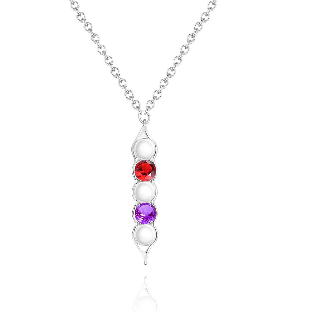 Peas in a Pod Birthstone Necklace Stylish Pendant Gifts for Her - soufeelau