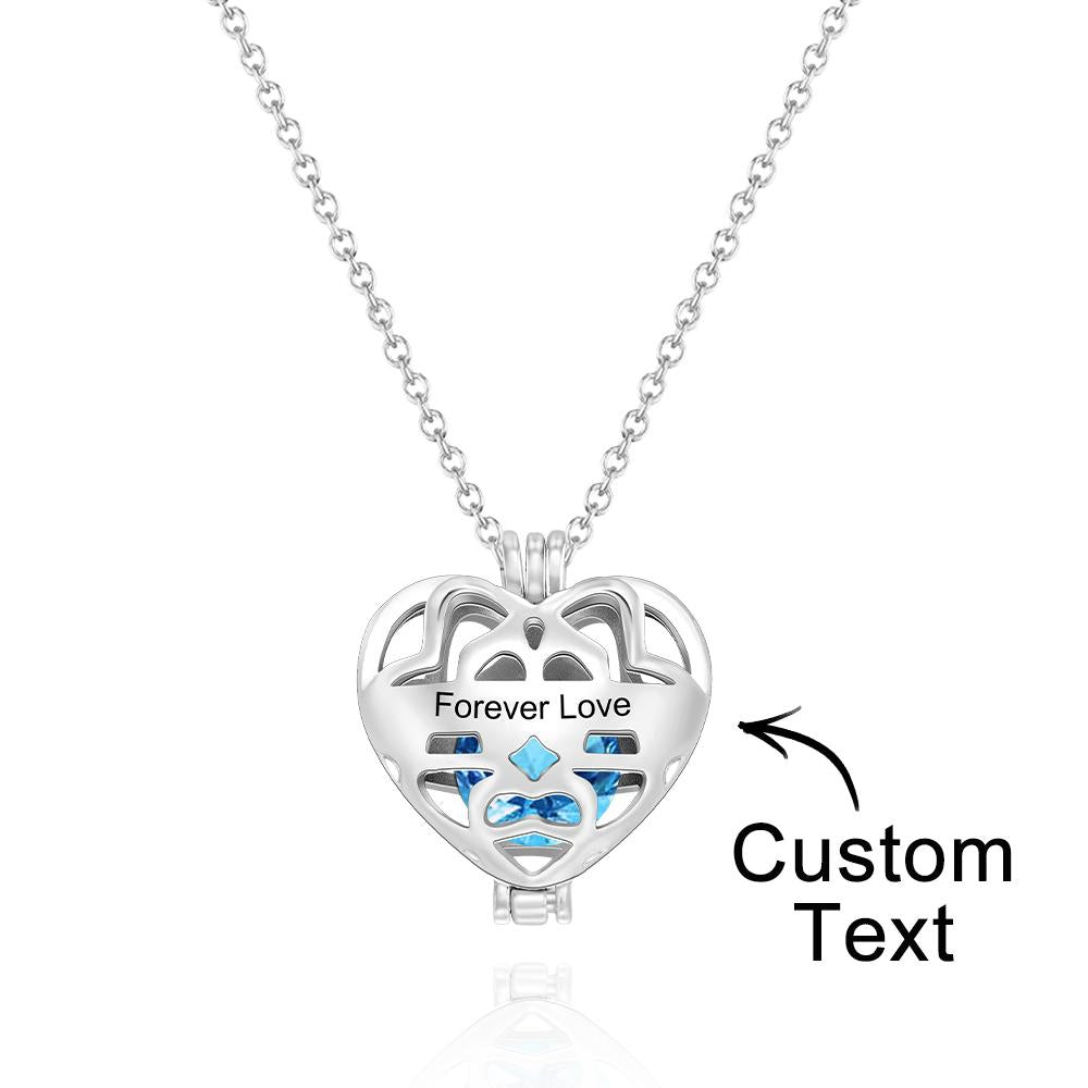 Custom Engraved Birthstone Necklace Hollow Heart-Shaped Floating Birthstone Pendant for Women - soufeelau