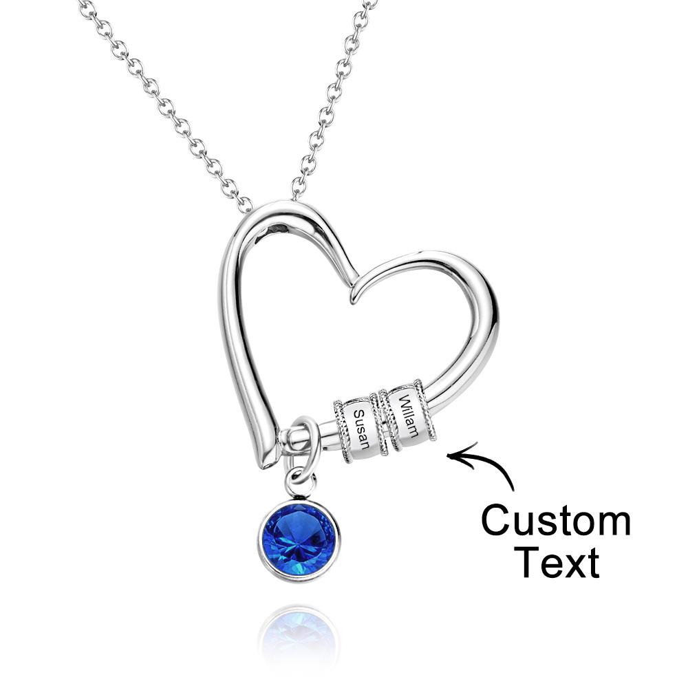Heart Necklace with Engraved Beads Personalized Charming Necklace for Mom - soufeelau