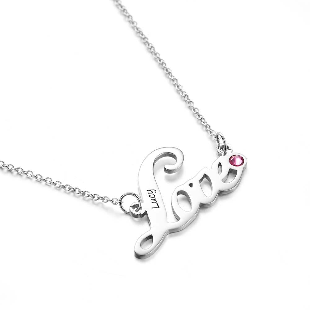 "We Are Always Together" Personalized Heart Necklace with Birthstone - soufeelau