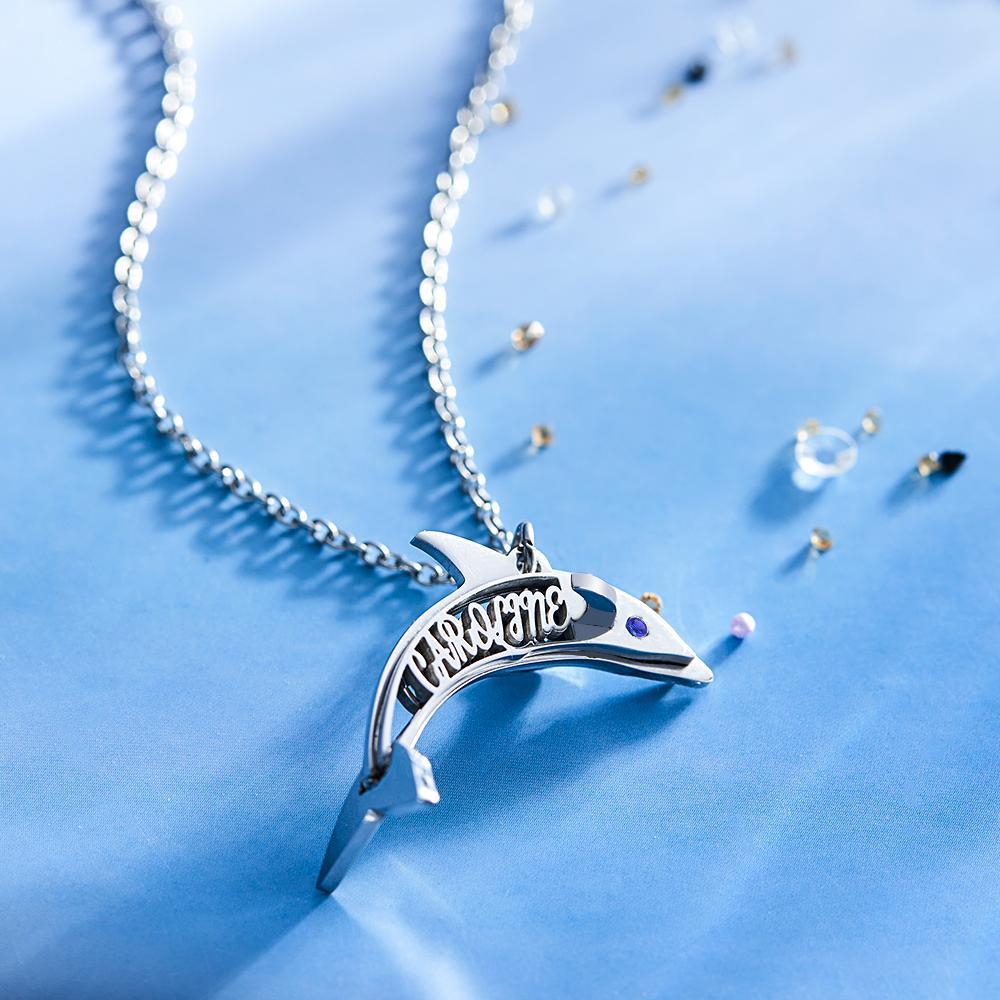 "Eye of the Dolphin" Personalized Birthstone Necklace Personalized Name Necklace for Valentine's Day - soufeelau