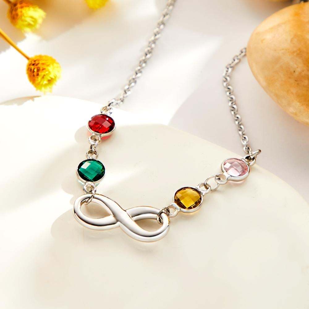Custom Birthstone Necklace Infinity Symbol Simple Gifts - soufeelau