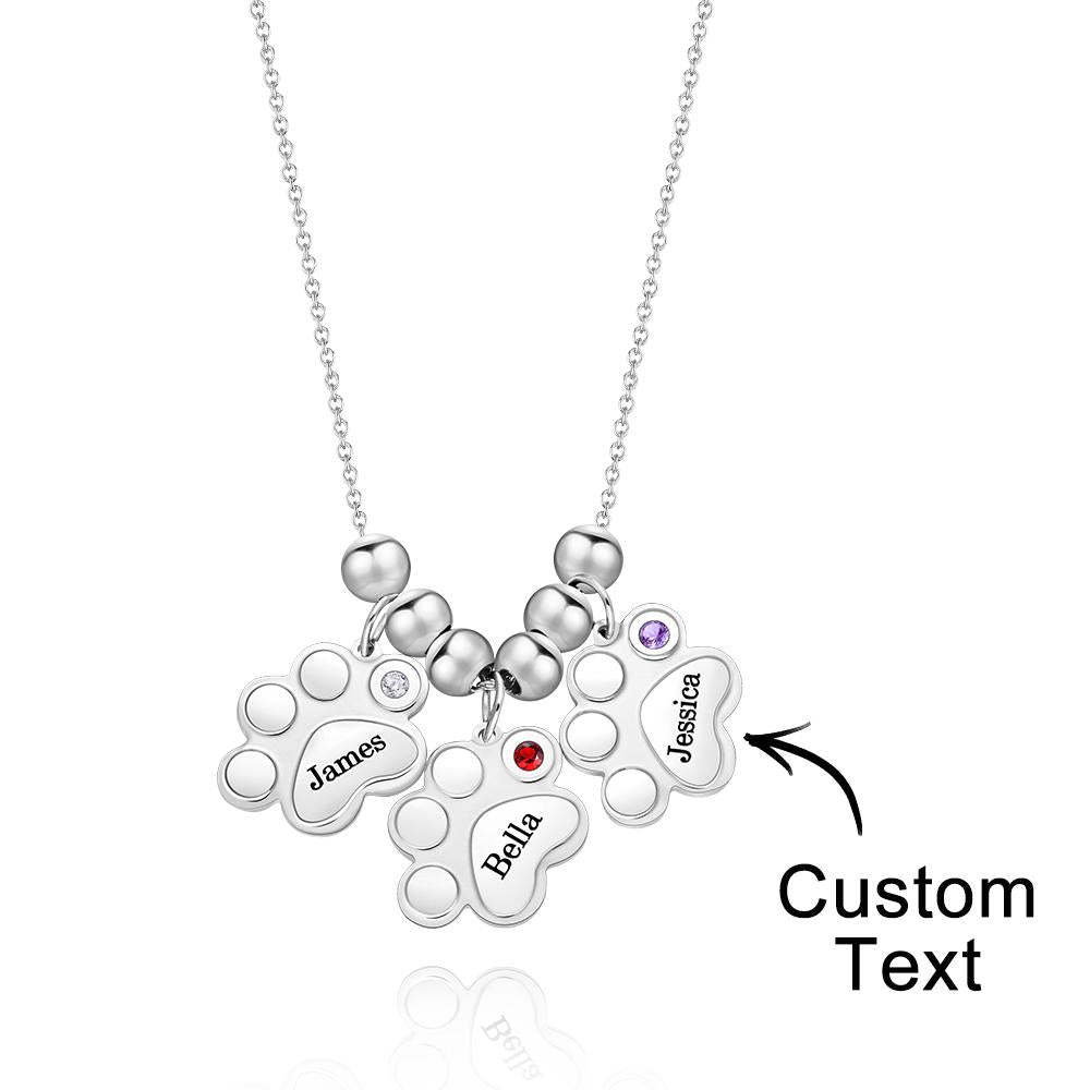 Custom Birthstone Engraved Necklace Foot Fun Pet Gifts - soufeelau