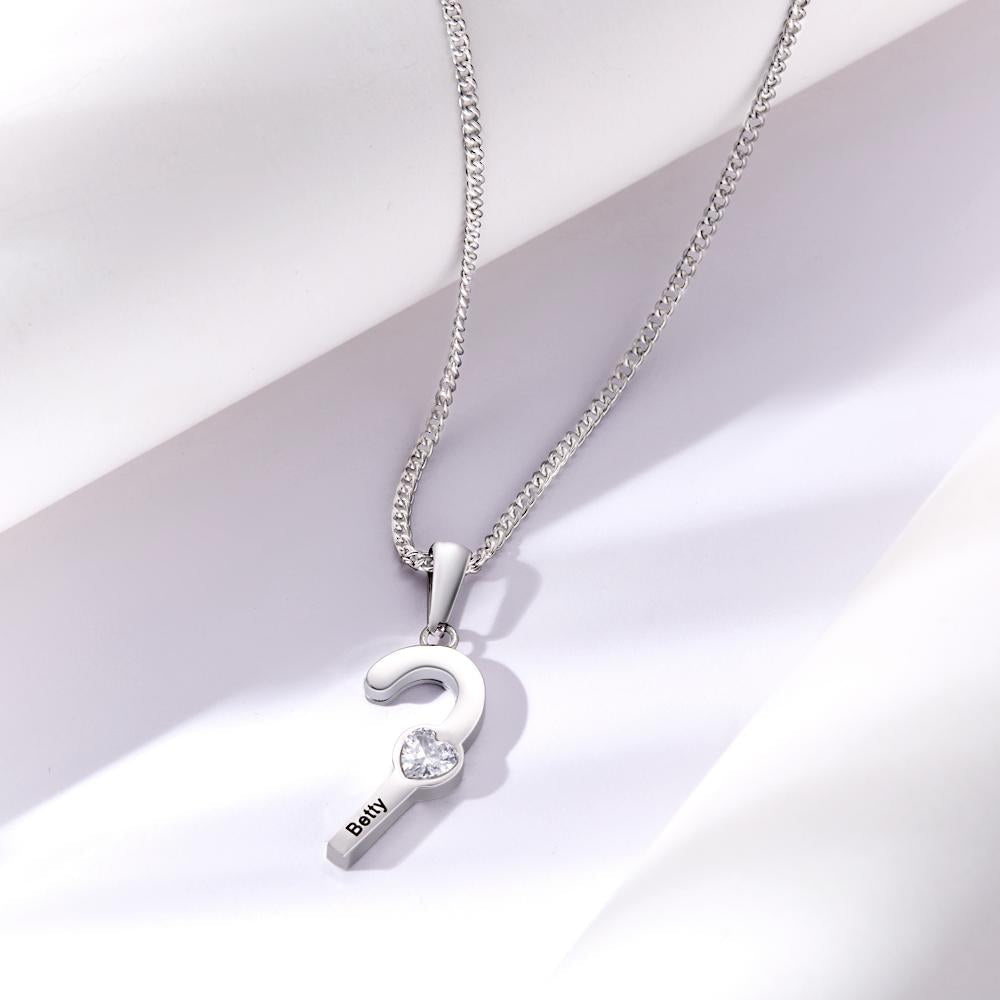 Custom Birthstone Engraved Necklace Santa's Cane Creative Gifts - soufeelau