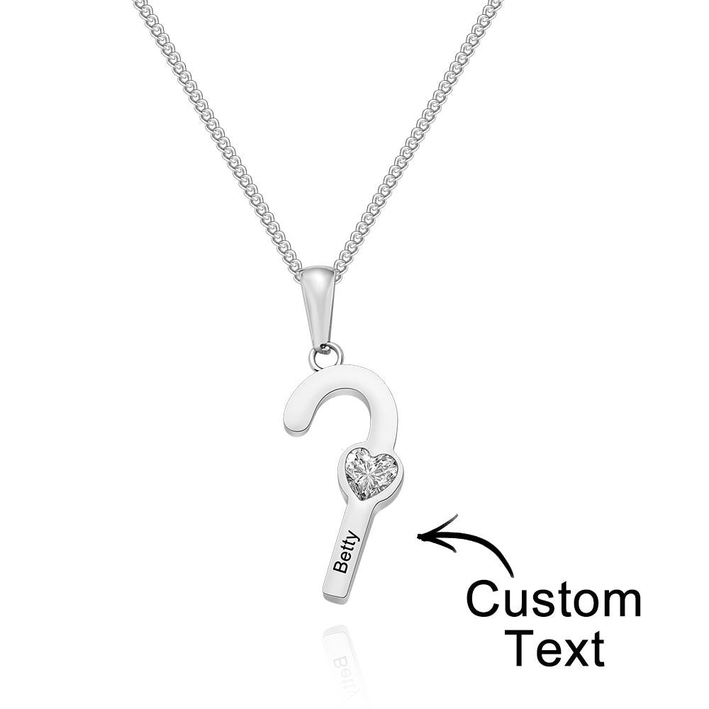 Custom Birthstone Engraved Necklace Santa's Cane Creative Gifts - soufeelau