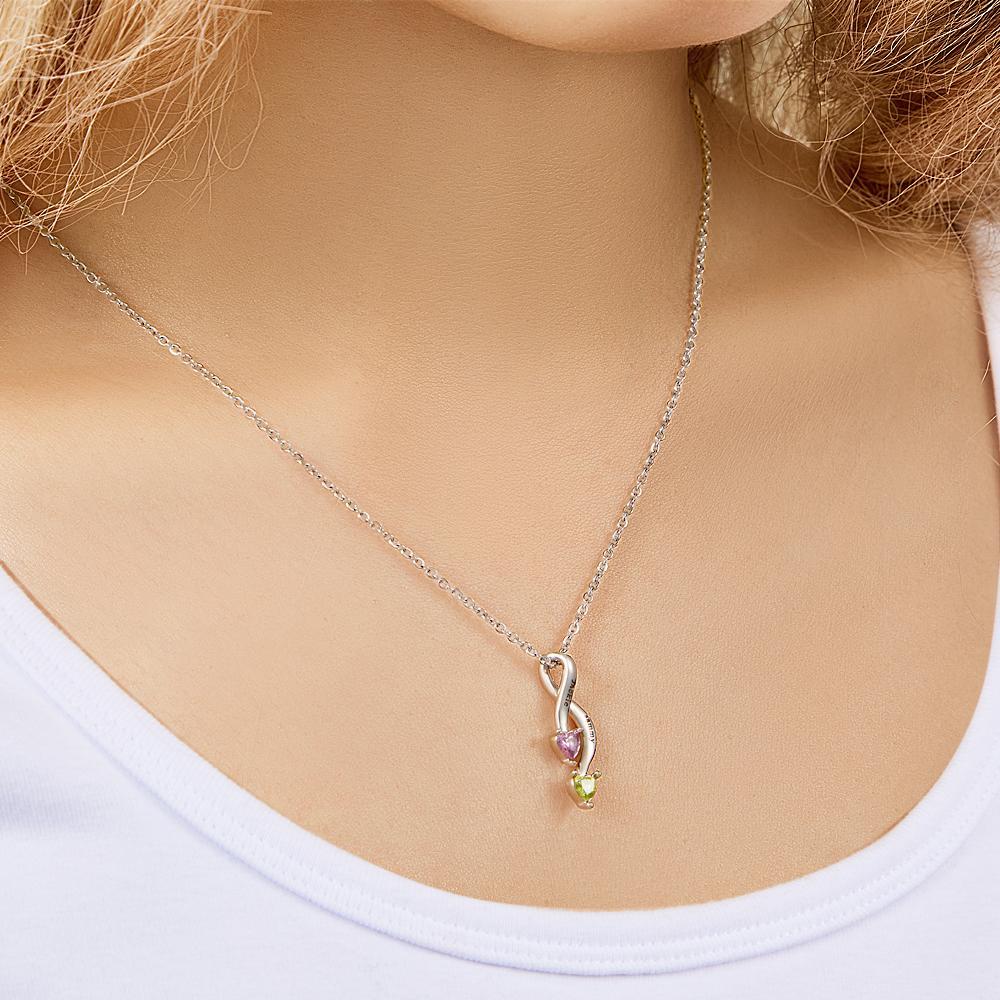 Custom Birthstone Necklace for Women Name Engraved Commemorative Gifts - soufeelau