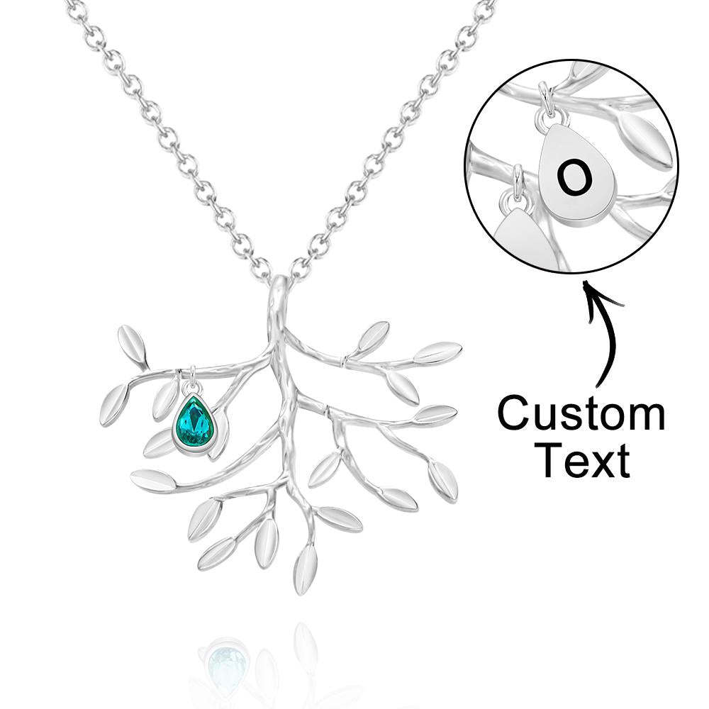 Custom Birthstone Engraved Necklace Family Tree Necklace Gift for Her - soufeelau