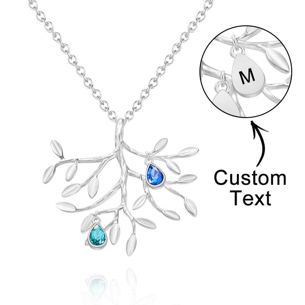 Custom Birthstone Engraved Necklace Family Tree Necklace Gift for Her - soufeelau