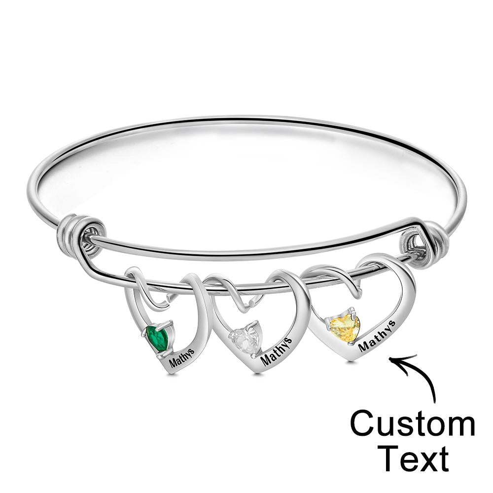 Custom Engraved Heart-Shaped Birthstone Bracelet  Personalized Elegant Bracelet - soufeelau