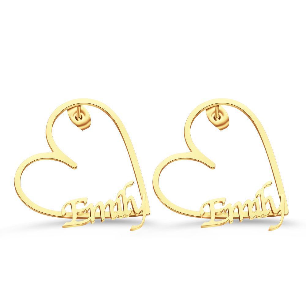 Custom Engraved Earrings Heart-shaped Hoop Earrings Gift for Her