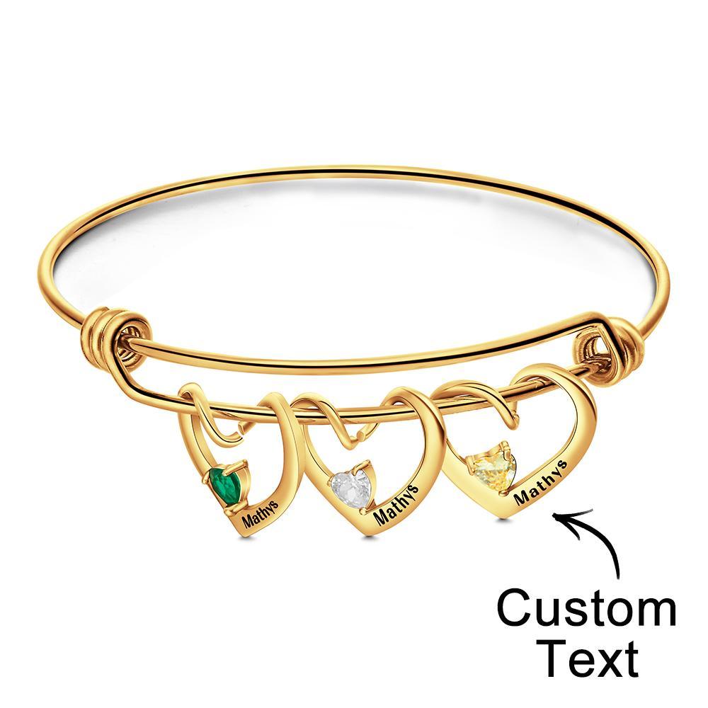 Custom Engraved Heart-Shaped Birthstone Bracelet  Personalized Elegant Bracelet - soufeelau