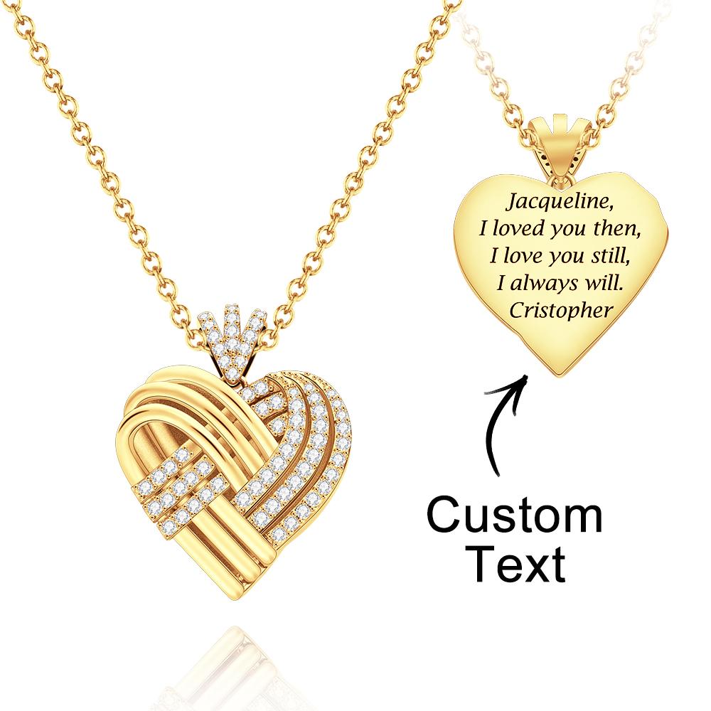 Woven Together Personalized Heart Necklace Custom Engraved Pendant Gifts for Her - soufeelau