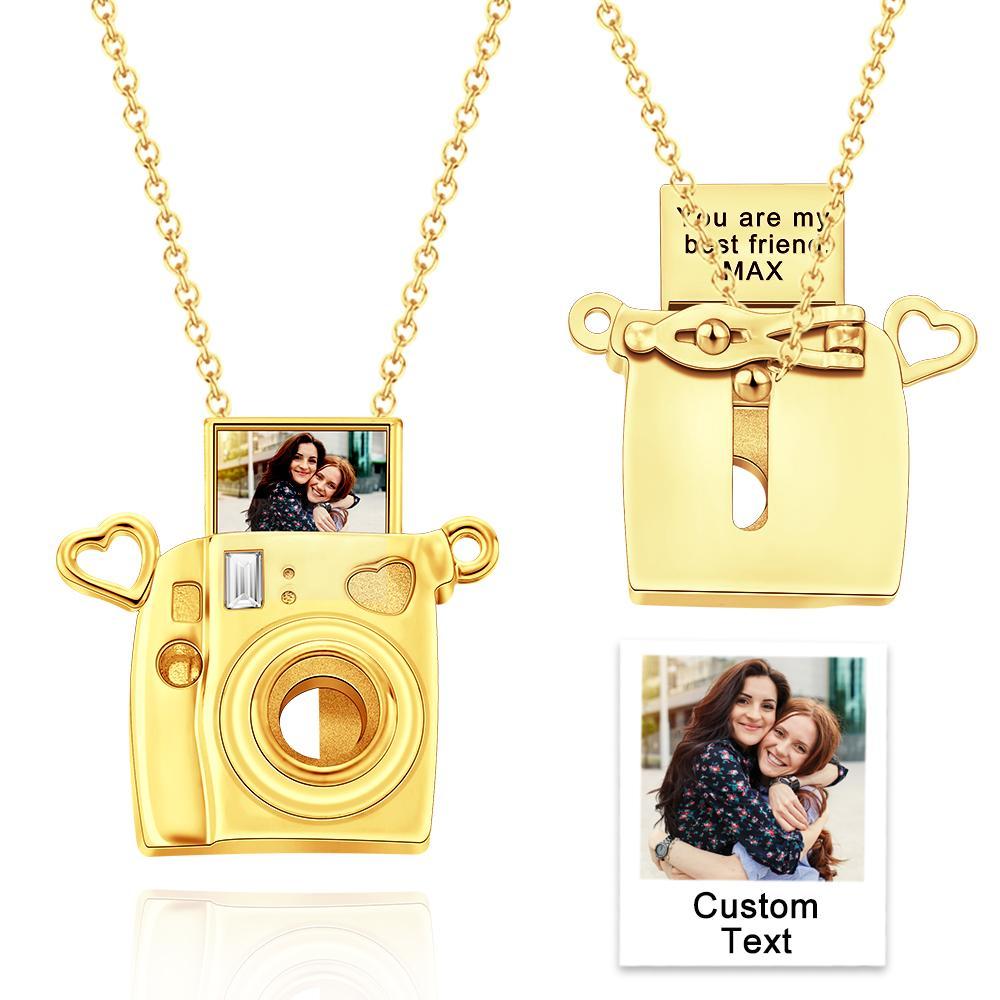 Custom Photo Engraved Necklace Camera Pendant Necklace Creative Gift for Friend - soufeelau