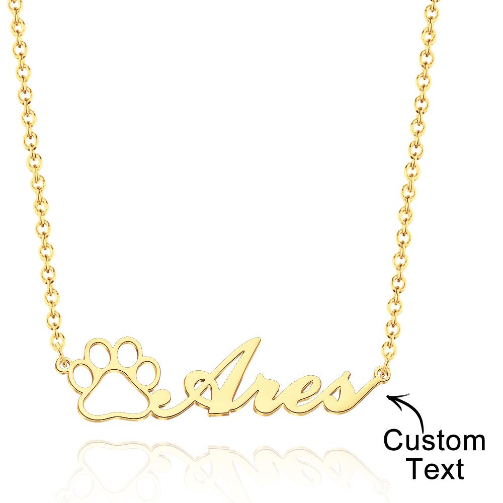 Personalized Pet Paw Print Name Necklace Lovely Animal Paw Necklace Jewelry - soufeelau