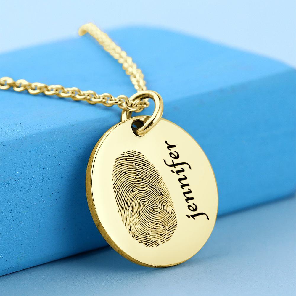 Custom Photo Necklace fingerprint Necklace Engraved Necklace Coin Necklace Gift For Boyfriend - soufeelau
