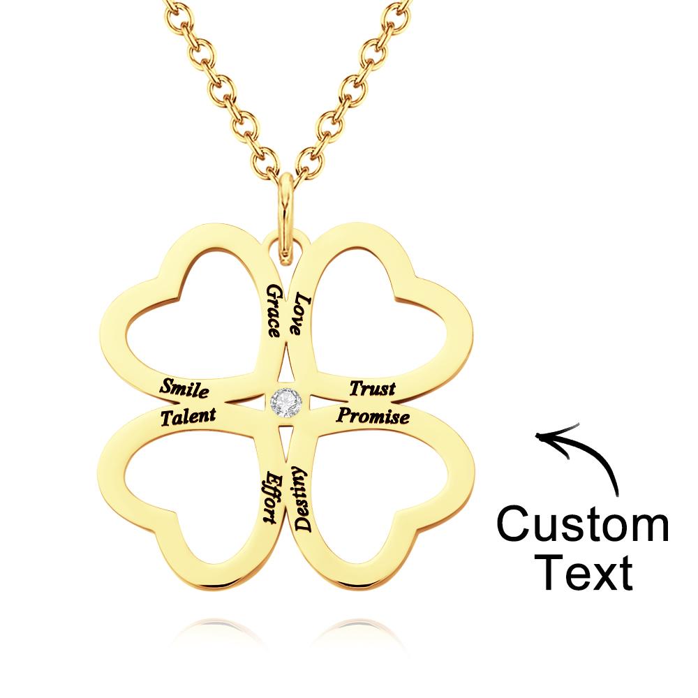 Personalized Four Leaves Clover Necklace Custom Unique Name Necklace for Her - soufeelau