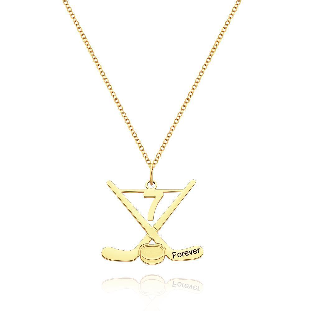 Custom Engraved Hockey Necklace Ice Hockey Sticks Jewelry Creative Gift - soufeelau