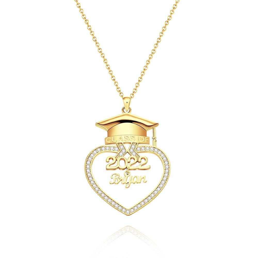Custom Engraved Necklace Rhinestone Doctor Cap Shape Graduation Season Gifts