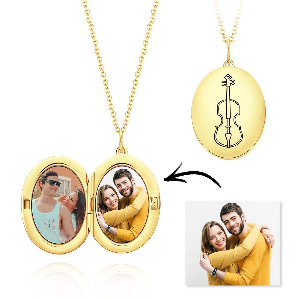 Custom Photo Silver Locket Custom Photo of You and Her for Her Gift