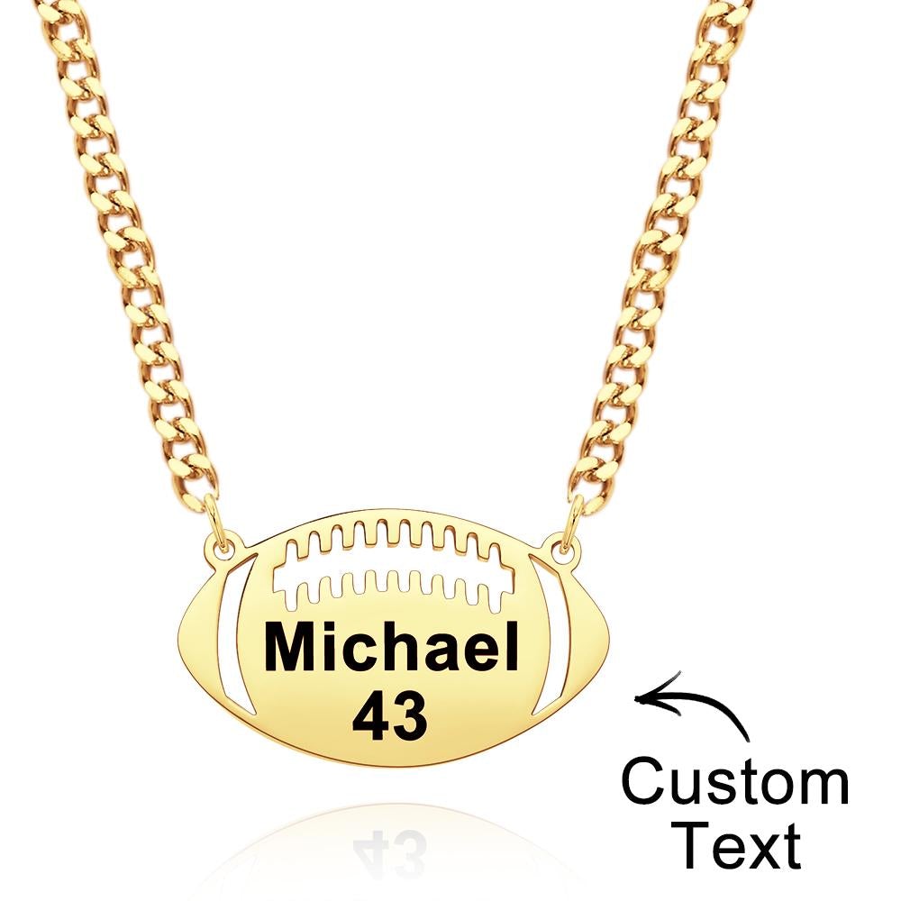 Custom Engraved Football Name Necklace Give Him Jewelry Gift - soufeelau