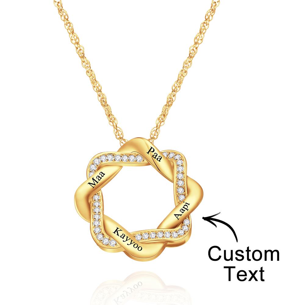 Custom Engraved Necklace Square Superimposed Wreath Necklace Gift for Her - soufeelau