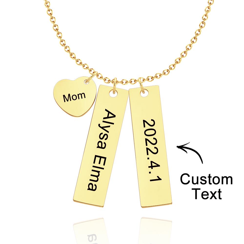 Custom Engraved Necklace Heart Shaped Engraved Necklace Gift for Mom - soufeelau