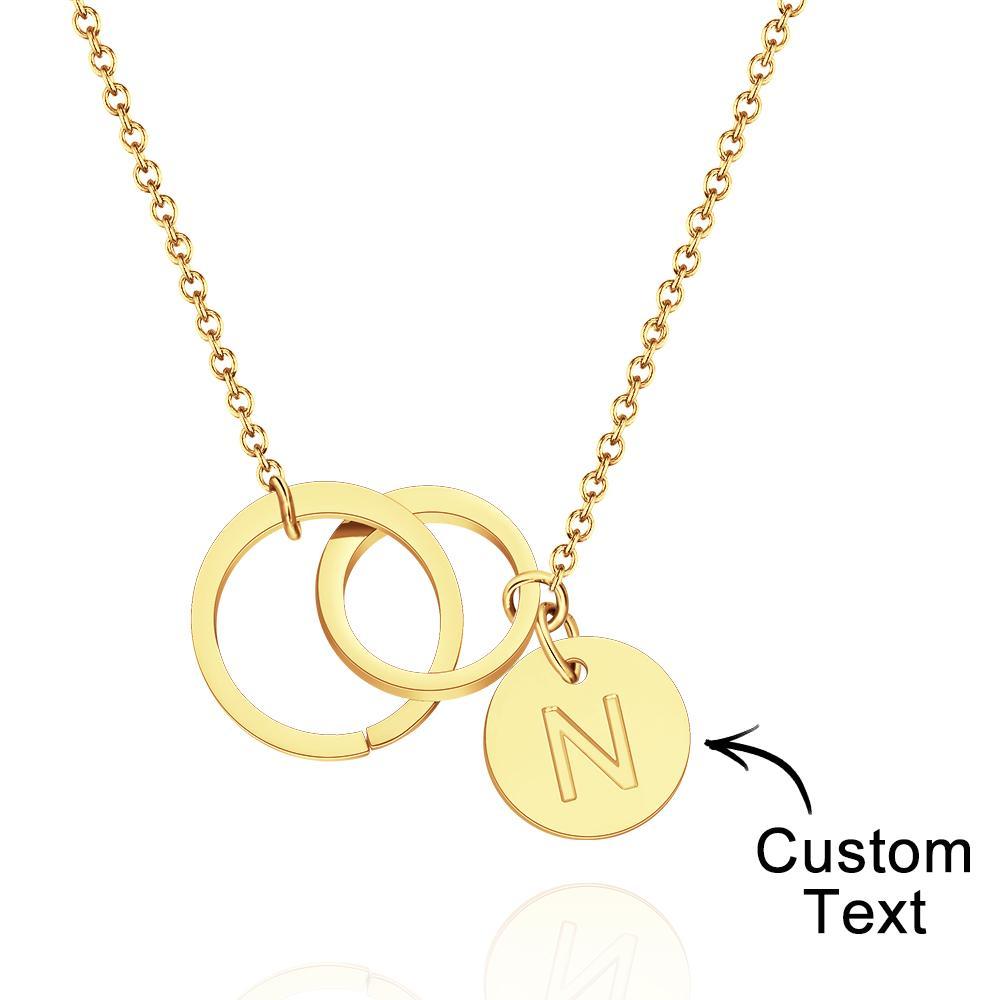Custom Engraved Necklace Two Interlocking Circles Creative Gifts - soufeelau