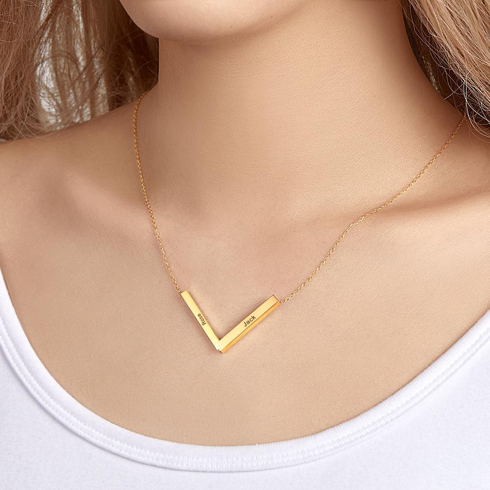 Custom Engraved Necklace Folded Square Necklace Creative Gift for Women - soufeelau