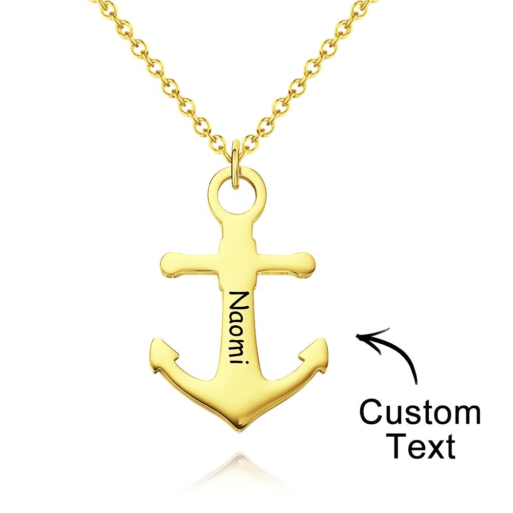 Custom Engraved Necklace Personalized Anchor Necklace Gift for Women - soufeelau