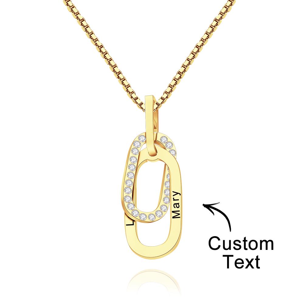 Custom Engraved Necklace Double Ring Necklace Creative Gift for Women - soufeelau