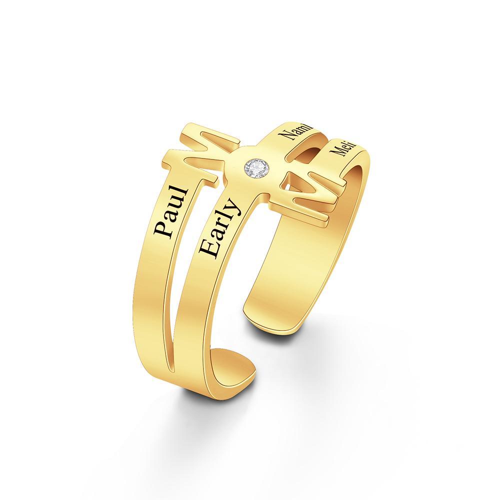 Custom Engraved Ring Four Names Open Ring Creative Gift for Her - soufeelau