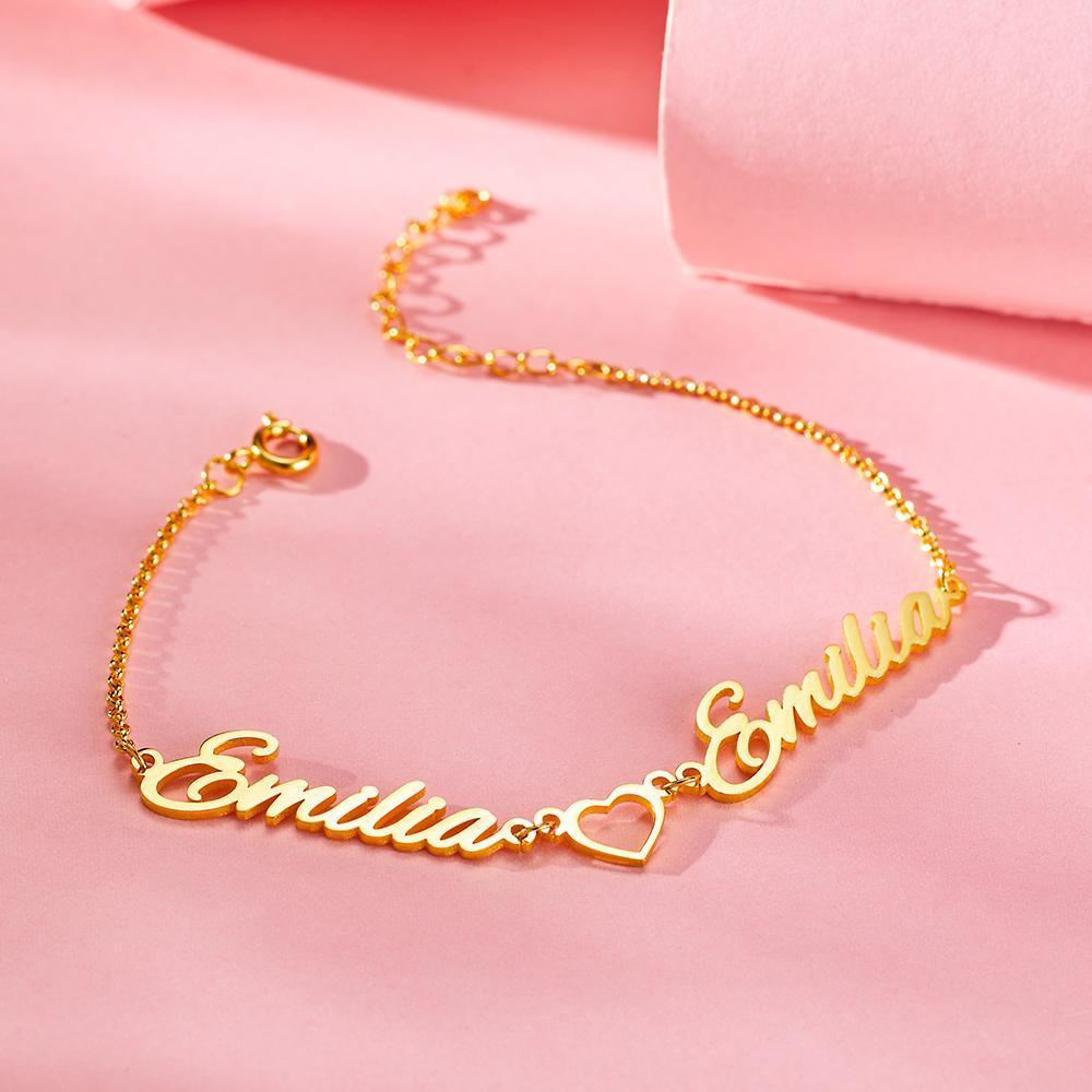 Custom Engraved Bracelet Two Name Bracelet Valentines Day gift for Her
