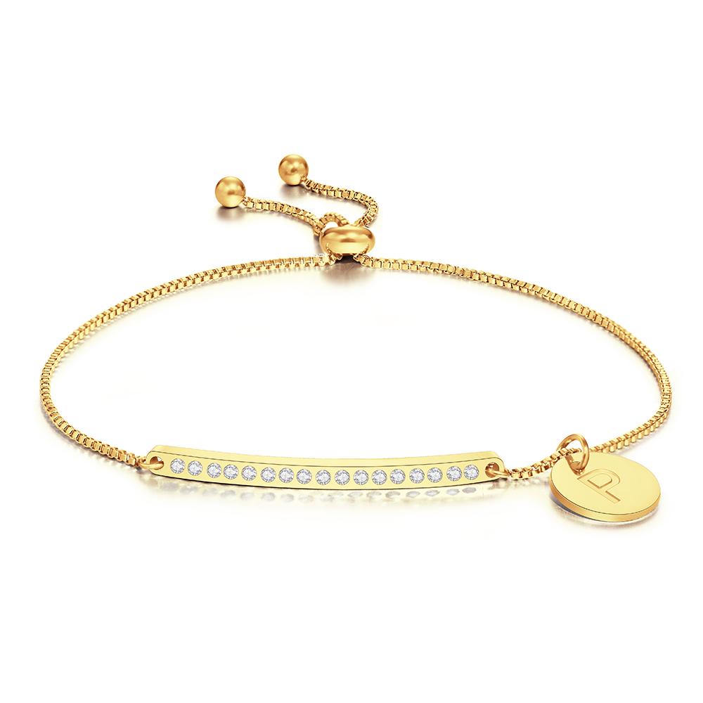 Custom Engraved Rhinestone Bar Bracelet Bracelet With Letter Gift for Girl - soufeelau