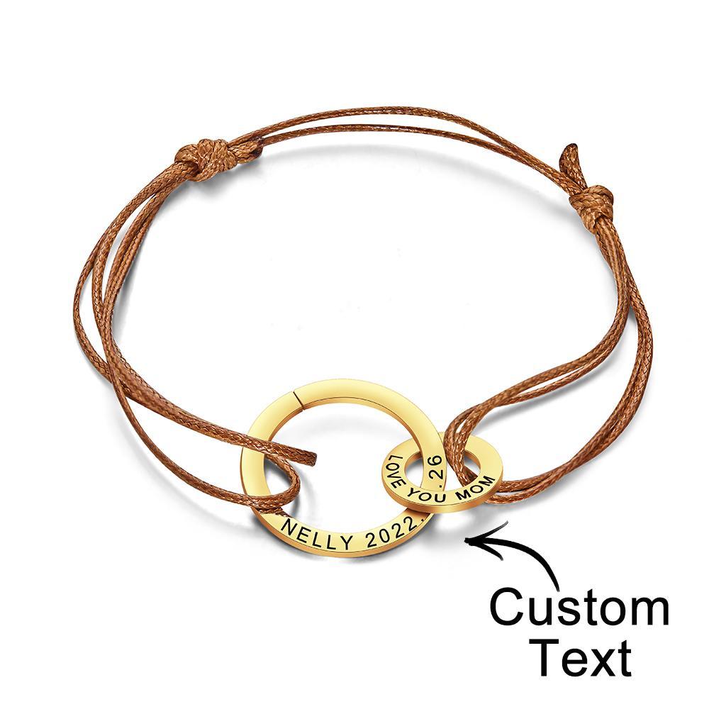 Custom Engraved Two Circles Bracelet Personalized Elegant Bracelet for Women - soufeelau