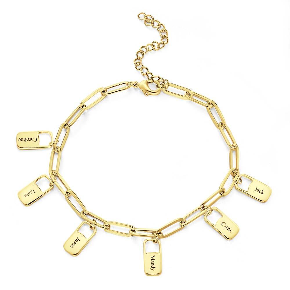 Rory Chain Link Bracelet with 1-6 Charms Custom Family Names Bracelet - soufeelau