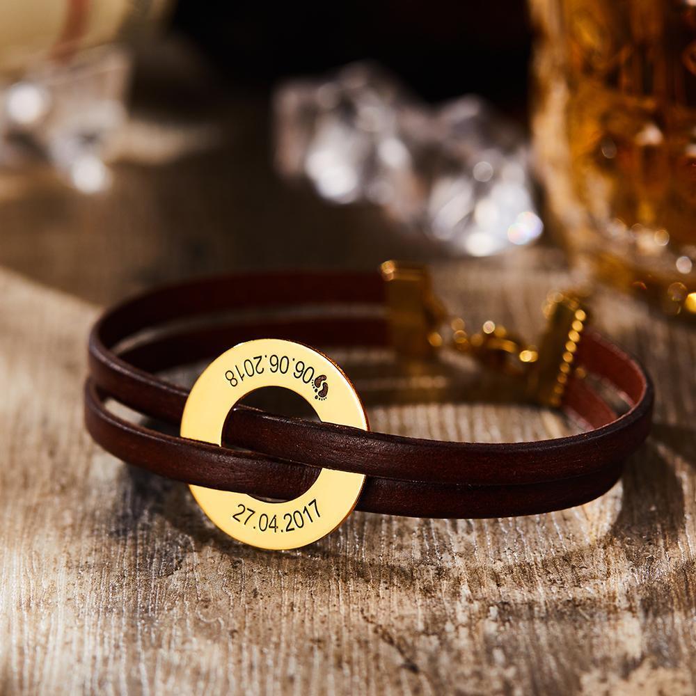 Custom Engraved Bracelet Men's Bracelet Name Bracelet Gifts for Him 14k Gold Plated