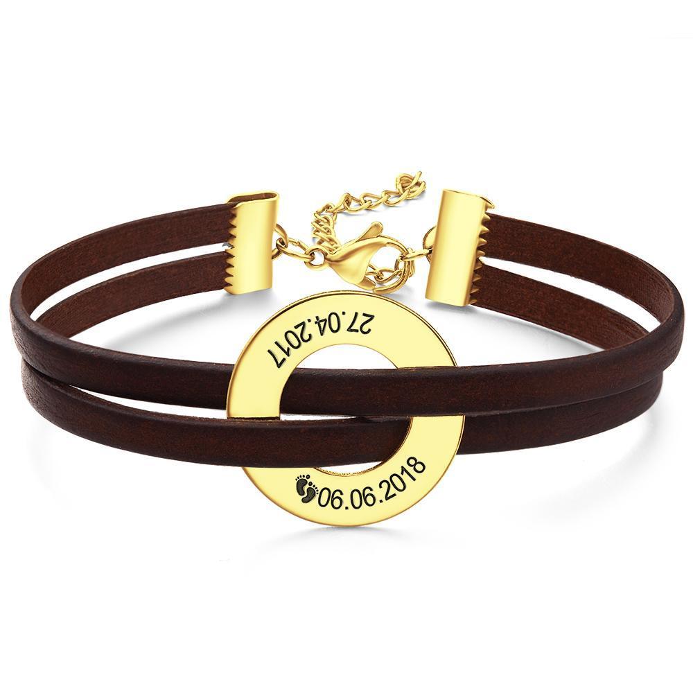 Custom Engraved Bracelet Men's Bracelet Name Bracelet Gifts for Him 14k Gold Plated