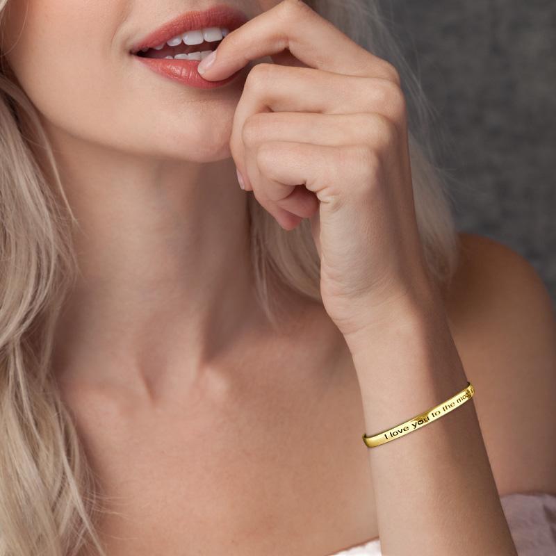 Engraved Bangle 14k Gold Plated