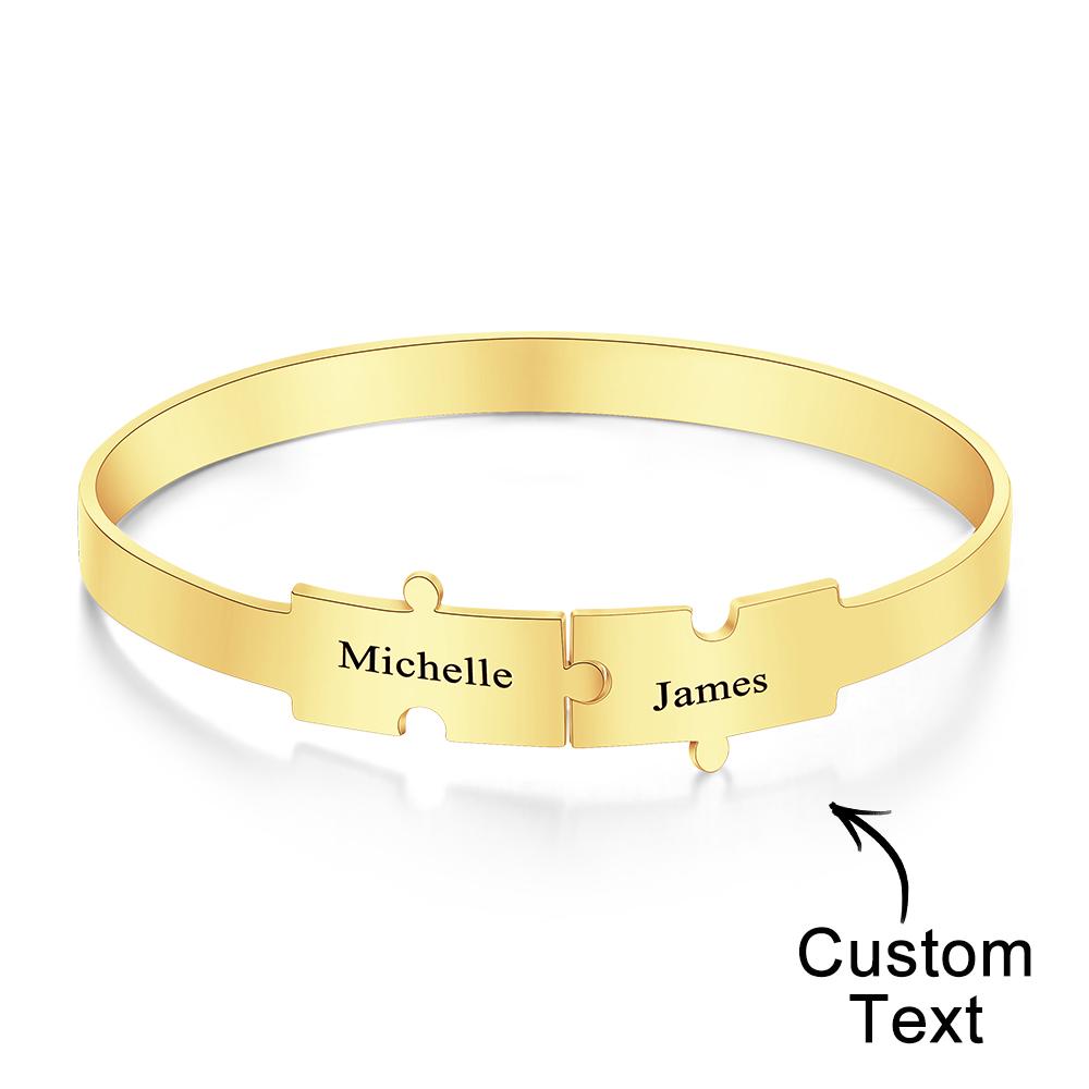 Custom Engraved Puzzle Bracelet Personalized Unique Bracelet for Her - soufeelau