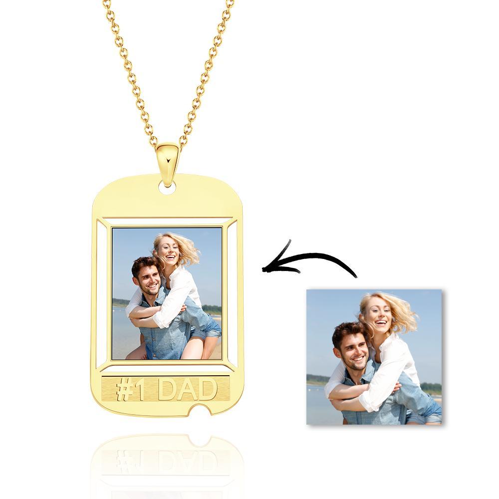 Custom Photo Engraved Necklaces Square Hangtag Souvenir Gift - soufeelau